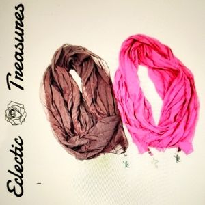 Eclectic Treasures Pink and Brown Scarves